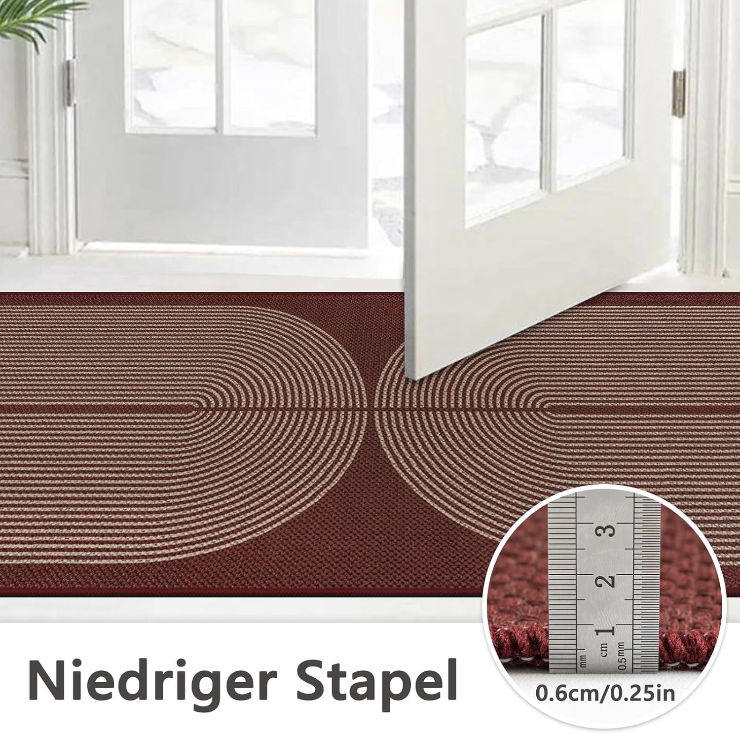 Thumbnail 3 de Capslpad Flur-Läufer mit Jute-Optik, Doppelbogen-Design, rutschfest, waschbar 80 × 200 cm