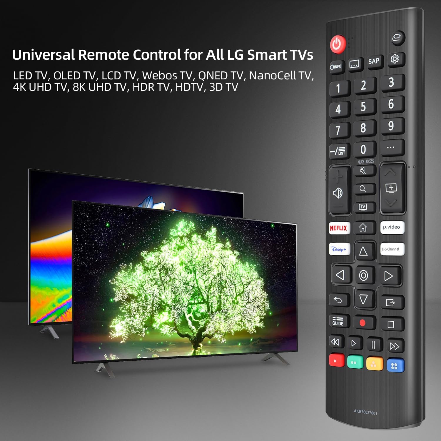 Detalle de LG TV Universal Replacement Remote (AKB76037601) – Ready to Use Out of the Box
