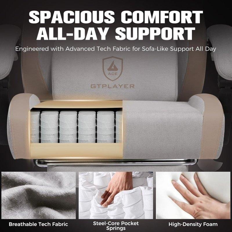 Detalle de GTPLAYER Silla gaming transpirable con reposapiés y soporte ajustable