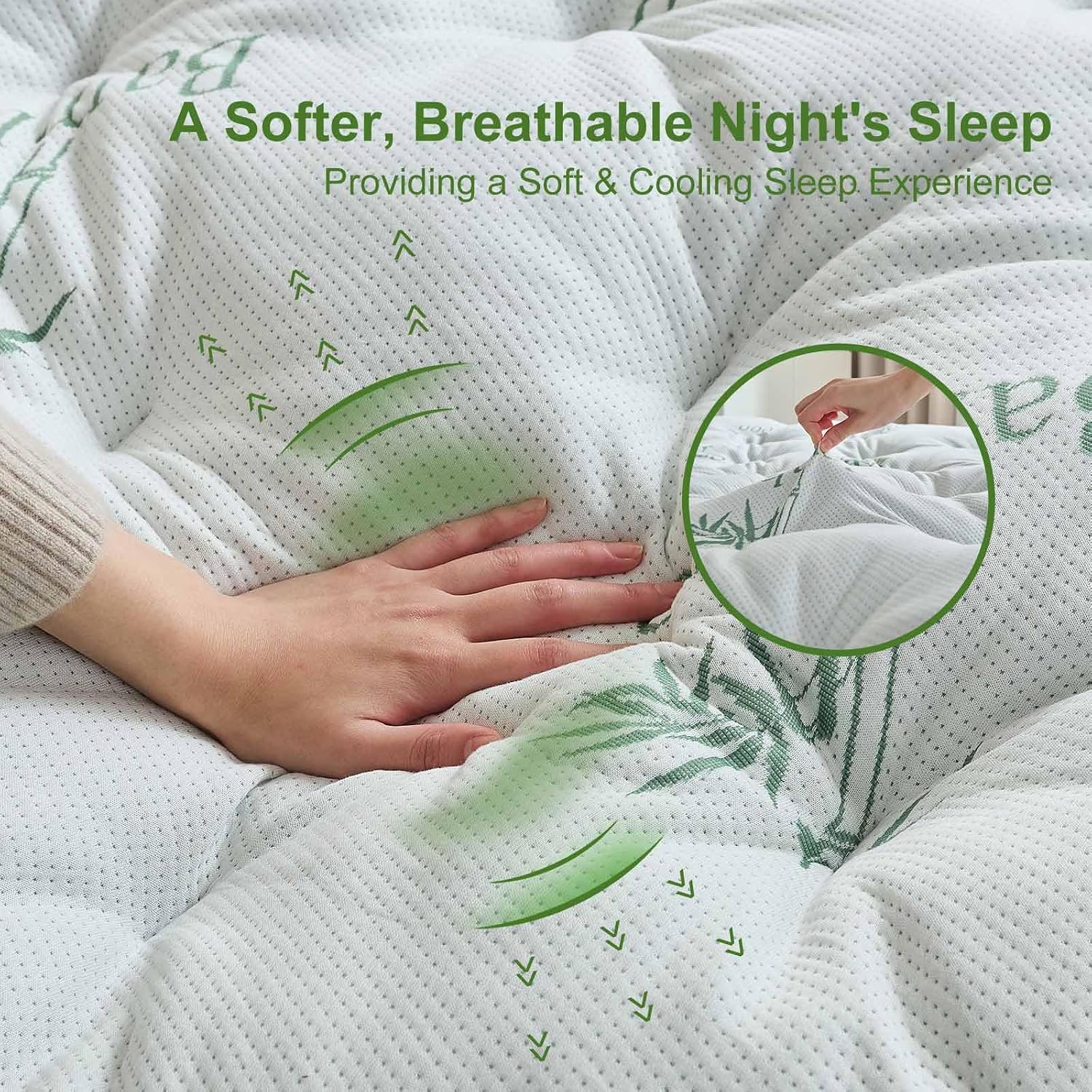 Detalle de Whatsbedding Memory Foam Mattress Topper, 5-Inch