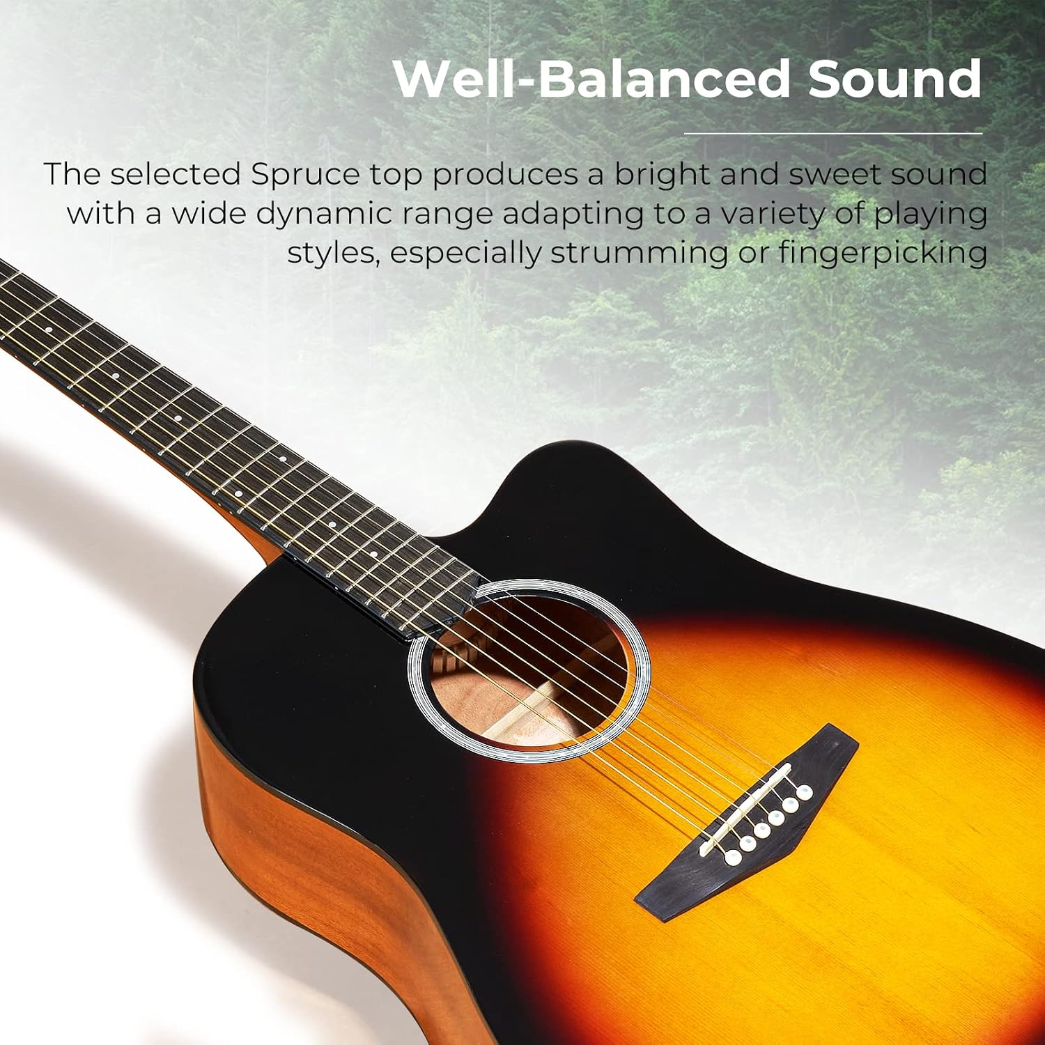 Detalle 2 de Vangoa 4/4 Acoustic Guitar 41-inch starter kit 🎸