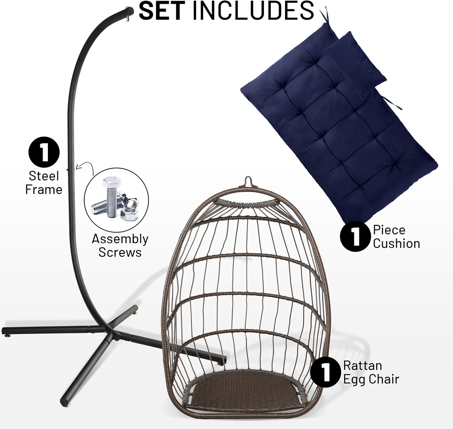 Thumbnail 6 de SereneLife Foldable Egg Chair 158 kg