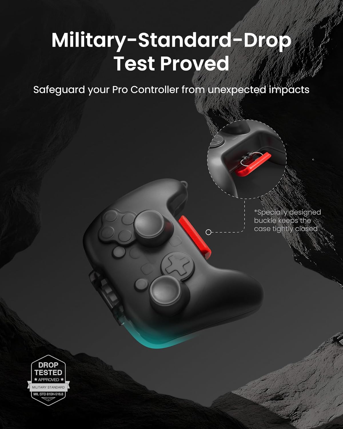 Detalle 2 de tOMtoc hard carrying case for Nintendo Switch 2 Pro Controller – protective travel organiser with shock-proof hard shell