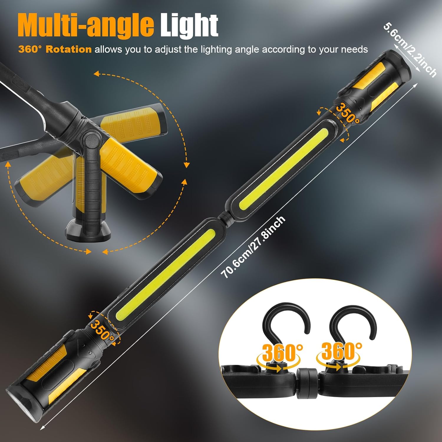 Thumbnail 5 de SYLSTAR Lampada da lavoro ricaricabile con sensore e base magnetica, doppia luce fino a 2400 lm