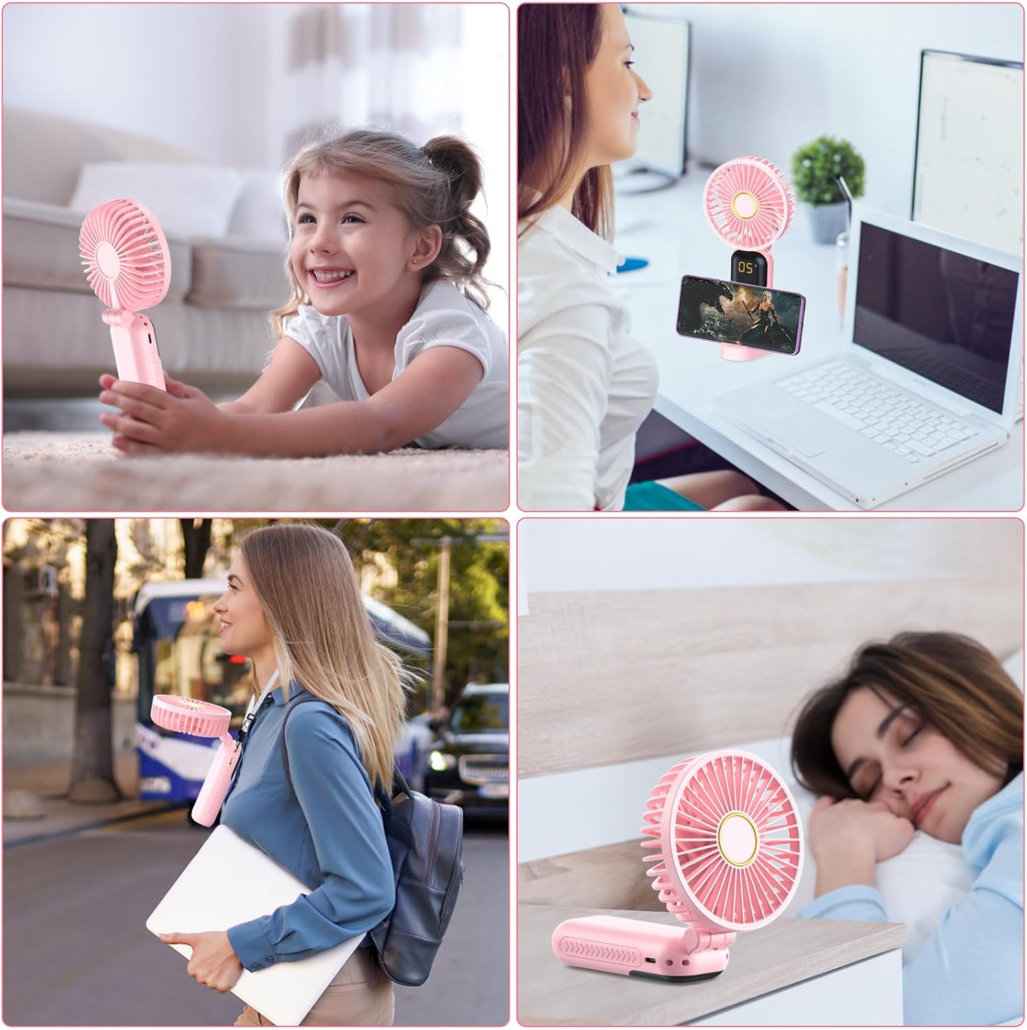 Thumbnail 5 de Handheld Fan Rechargeable 5 Speed Personal Air Cooler