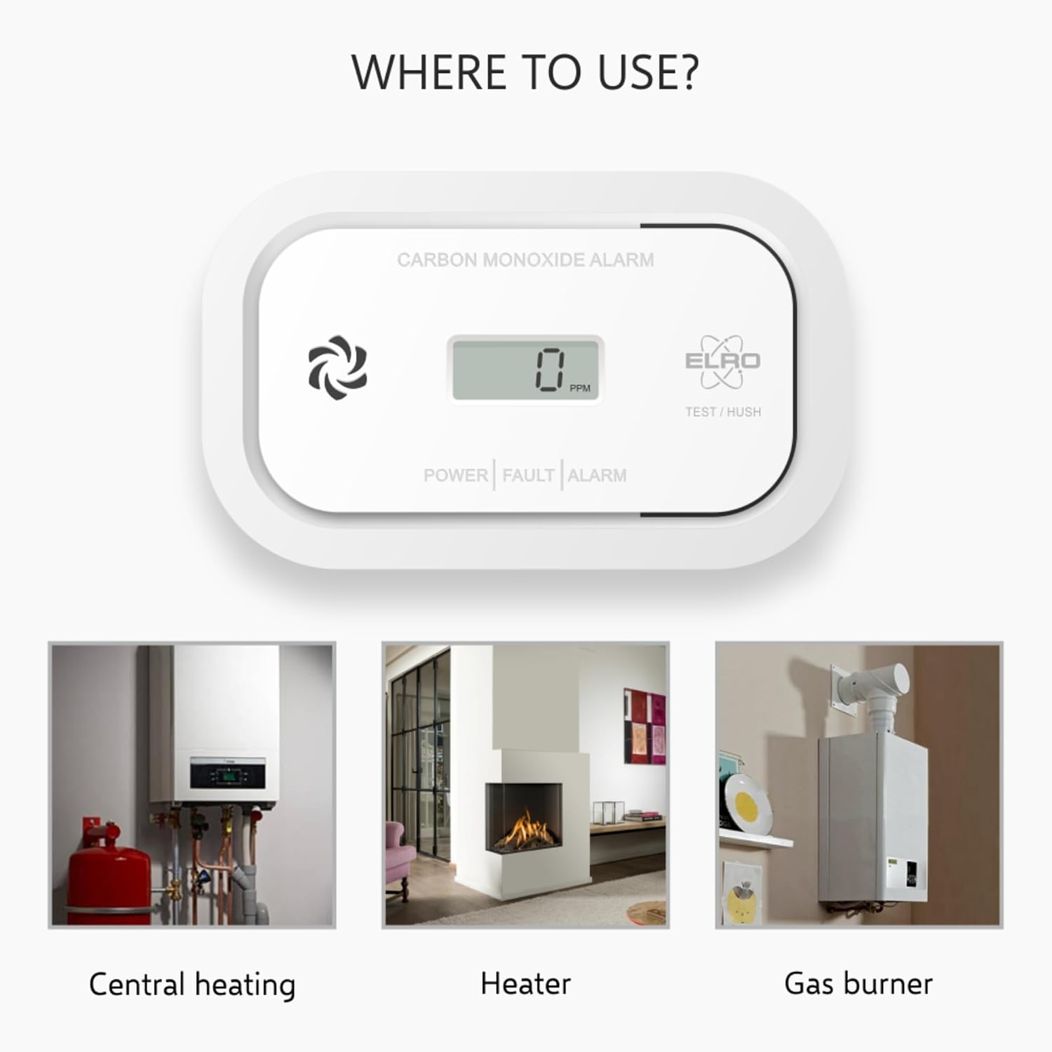 Detalle de ELRO FC5003 CO alarm 10-year sensor