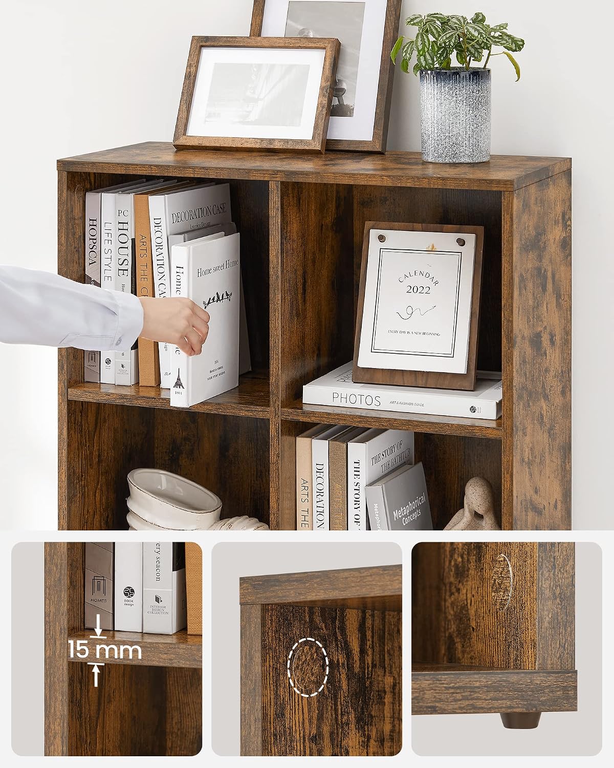 Thumbnail 4 de VASAGLE CUSTOS LBC024T01 Bookcase, 8 Compartments, Rustic Brown