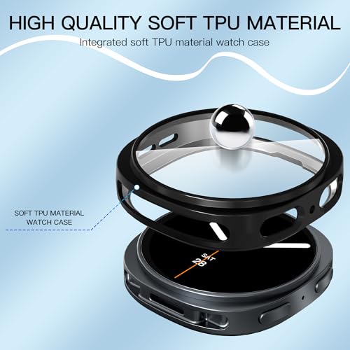 Detalle de Diruite pack de 3 fundas TPU para Samsung Galaxy Watch 8 de 40 mm con protector de pantalla (negro)