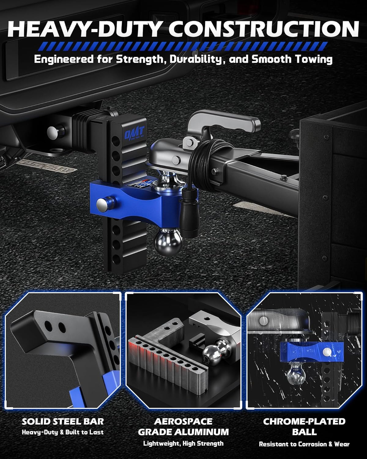 Thumbnail 5 de Orion Motor Tech Adjustable Trailer Hitch (8 in drop/rise) for 2 in receiver, Class 3/4