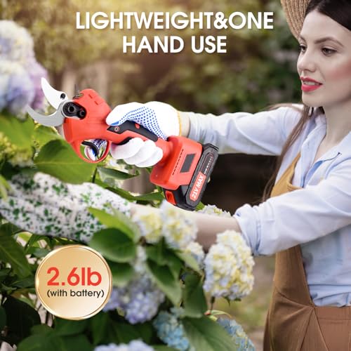 Detalle de XIAZIR Sécateur électrique sans fil 40 mm avec moteur brushless et 2 batteries 21 V – coupure efficace pour arbres et jardin