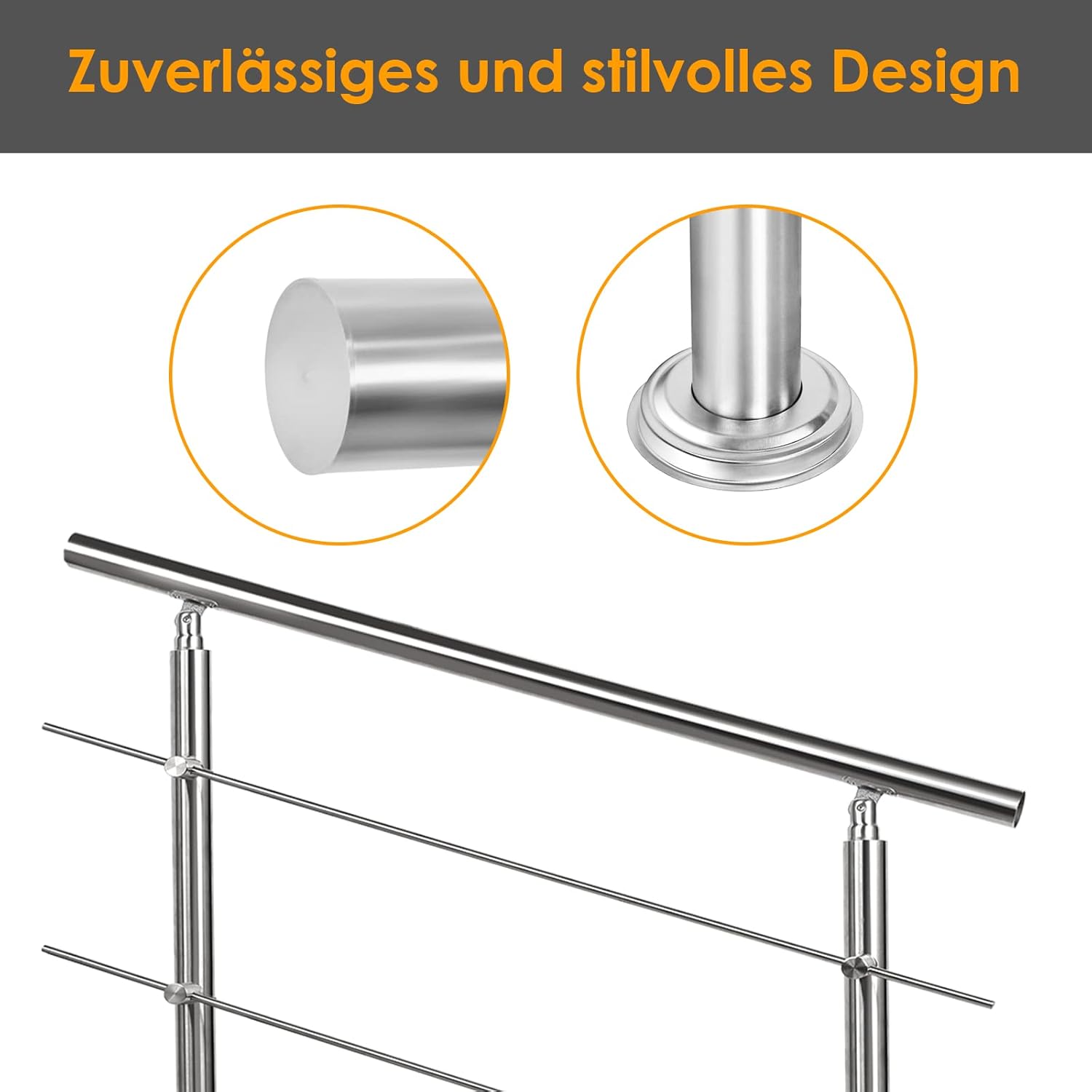 Detalle de Tubiaz Ringhiera in acciaio inox con corrimano e 5 traverse: 100 cm di eleganza e resistenza