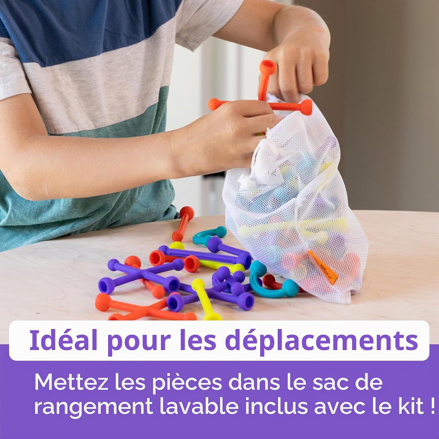 Detalle 1 de Fat Brain Toys Plip Kit bouwset met 52 flexibele siliconen onderdelen