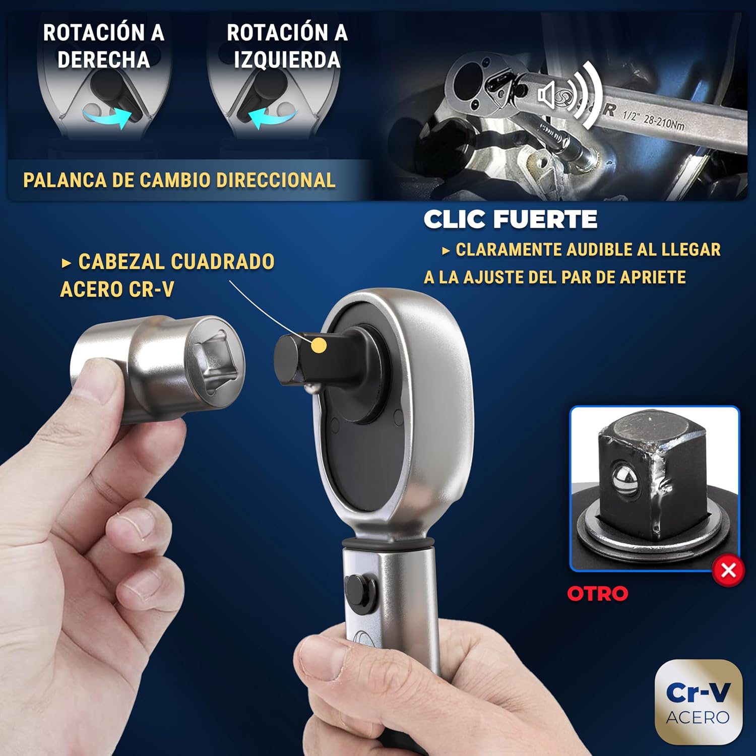 Detalle 2 de S&R Llave Dinamométrica 1/2 28-210 Nm