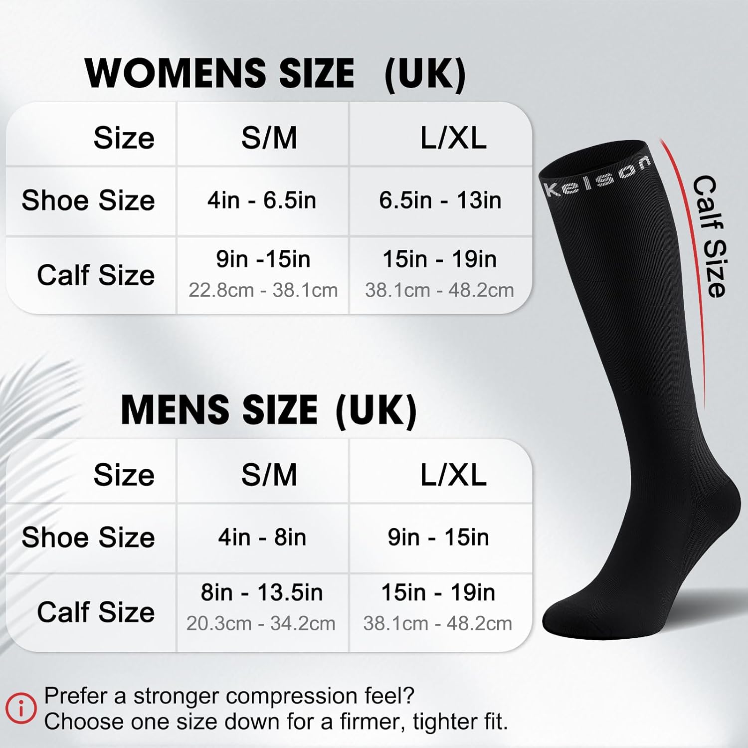 Detalle 2 de Kelson Calves Compression Socks (2 Pairs) 20–30 mmHg for Men & Women