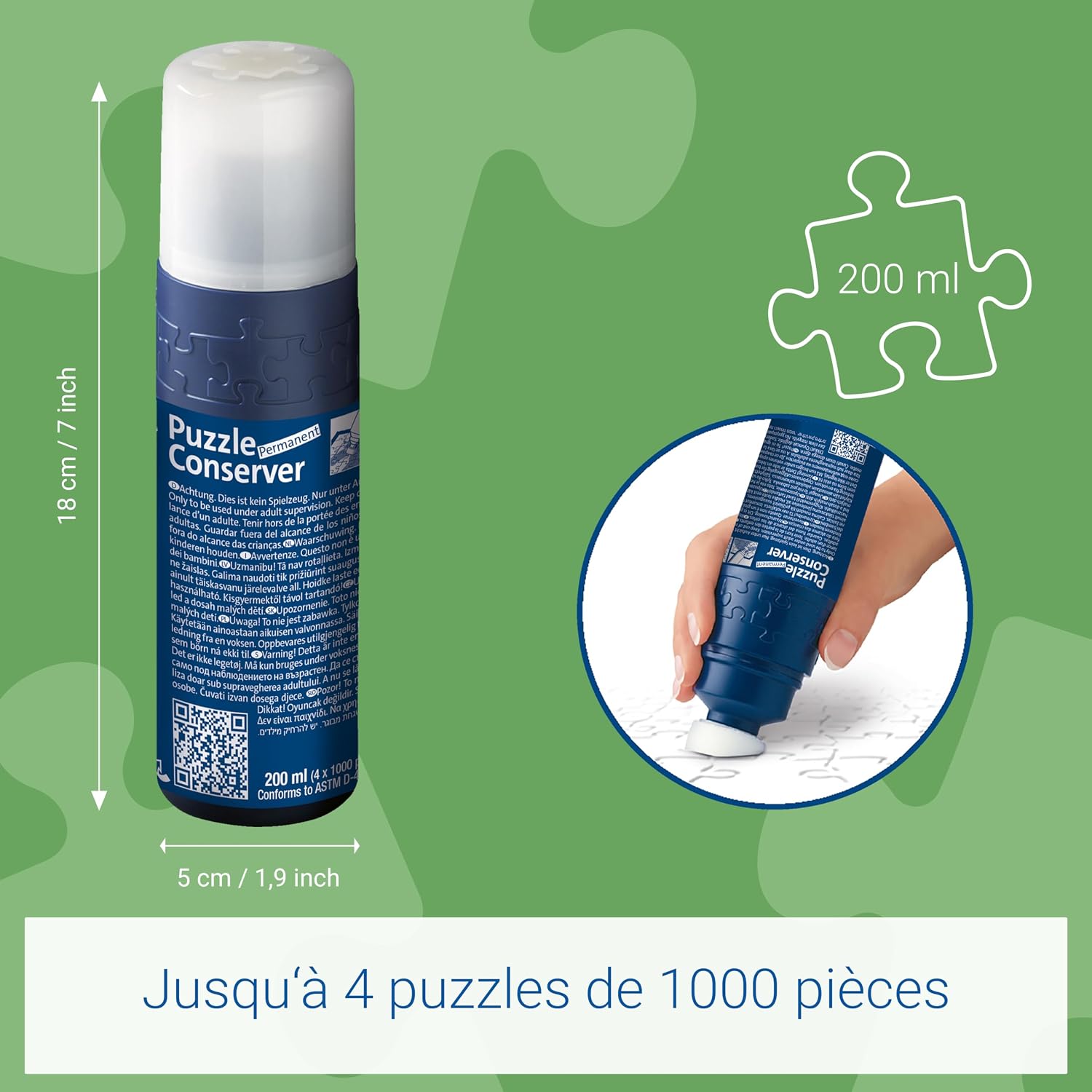 Detalle de Ravensburger Puzzle Conserver Permanent – Transparent Kleber, 200 ml