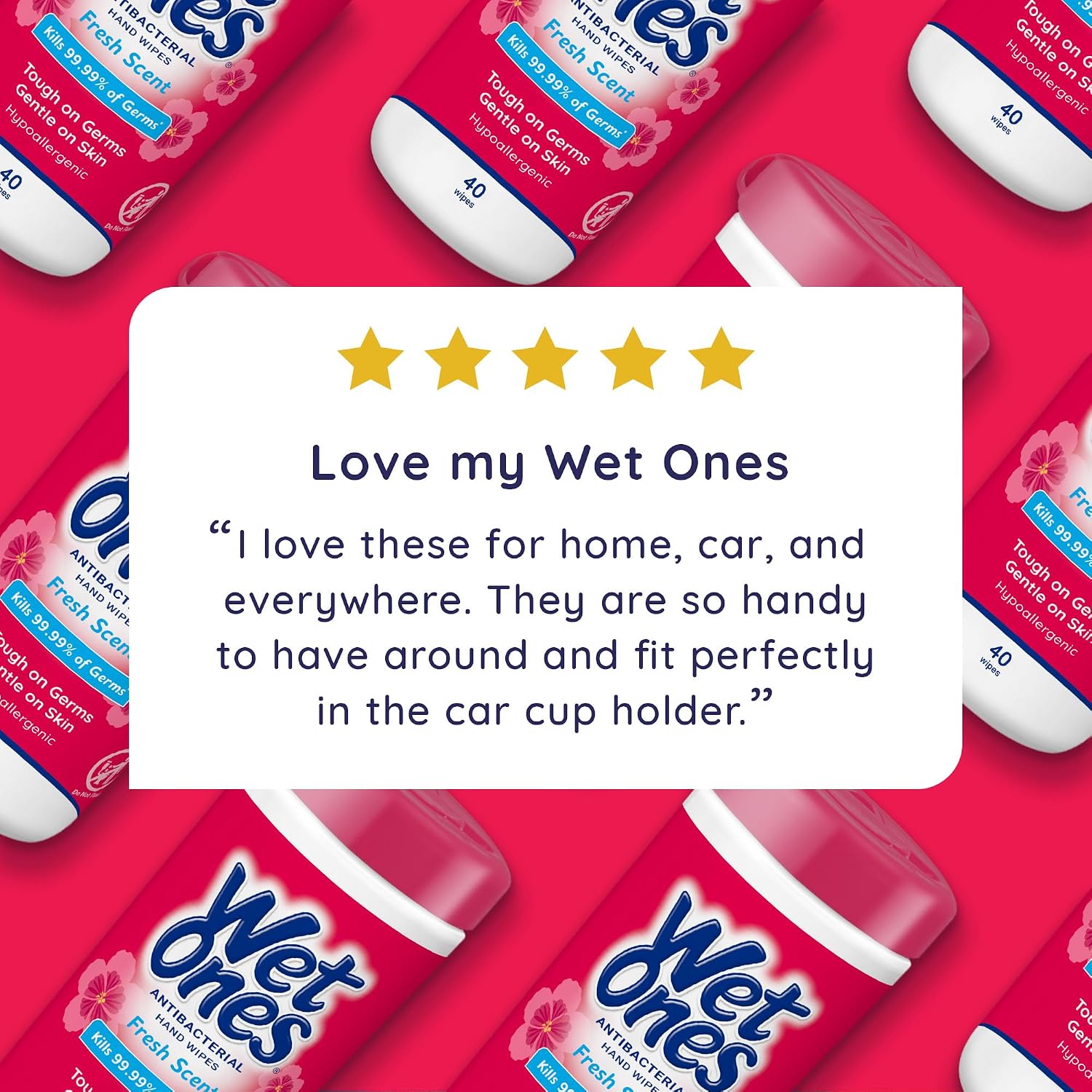 Detalle 1 de Wet Ones Antibacterial Hand Wipes, Fresh Scent, 40-Count Canisters, 6-Pack