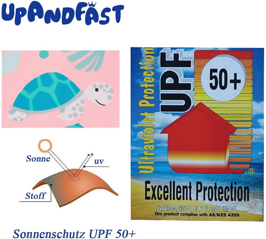 Detalle de upandfast Baby Badeanzug mit Knöpfen UV Schutz für Mädchen – bequem, praktisch und sicher am Strand