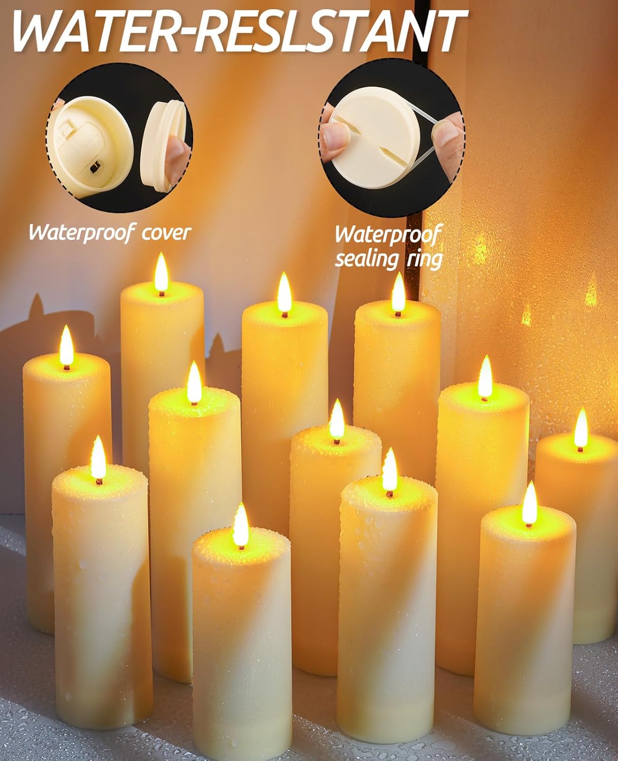 Thumbnail 3 de Fanzir wasserdichte LED-Kerzen mit Fernbedienung & Timer (batteriebetrieben), 12er-Set