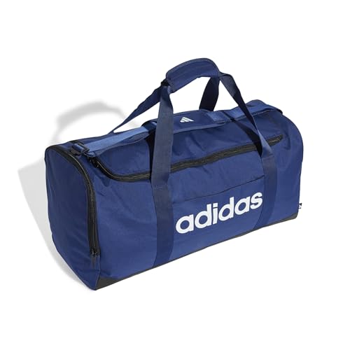 Detalle de Adidas Unisex Essentials Linear Duffel Bag – Dark Blue/White (M)