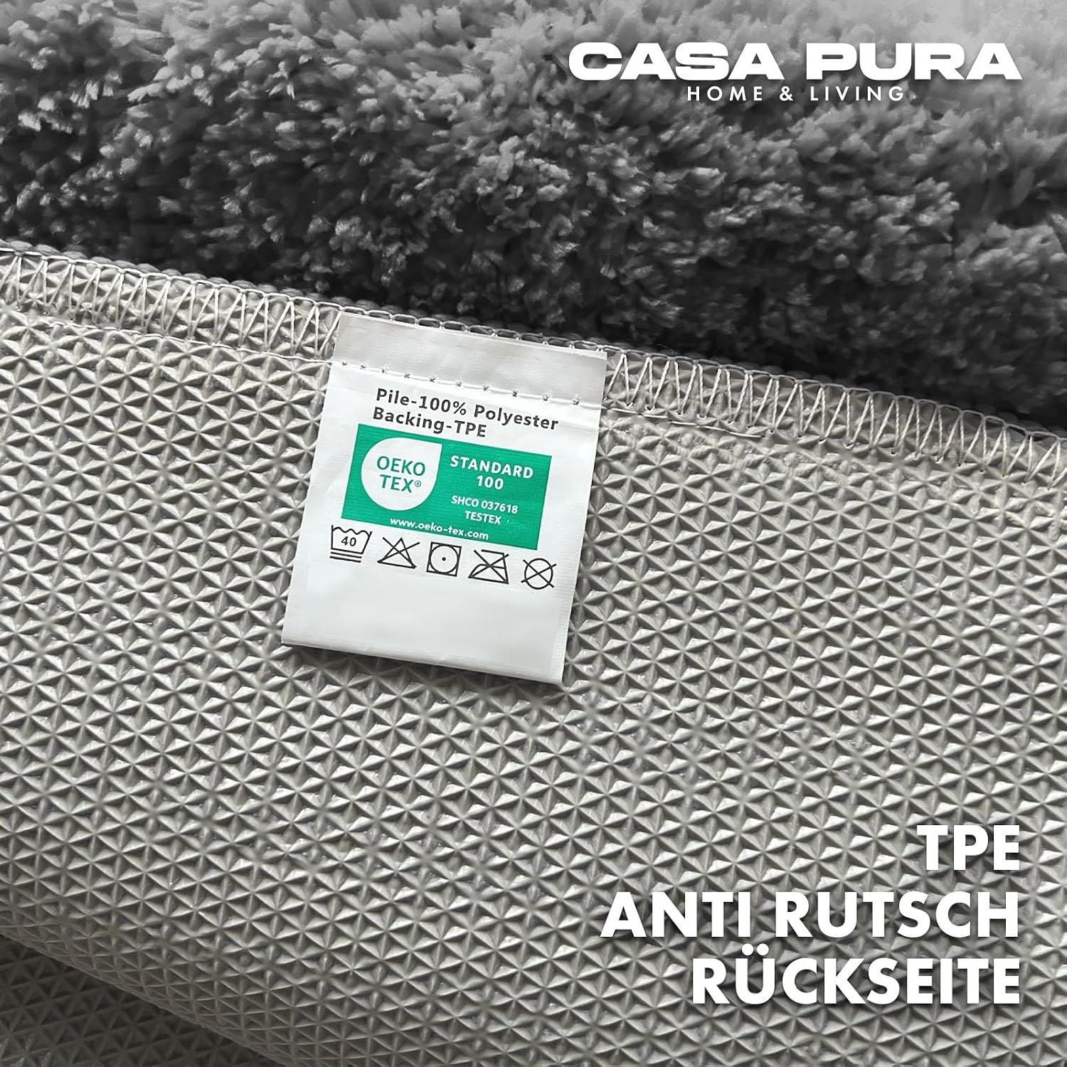 Thumbnail 3 de casa pura „Sky Soft“ Badematte grau – weicher, flauschiger Badvorleger (70 x 120 cm) rutschfest & waschbar