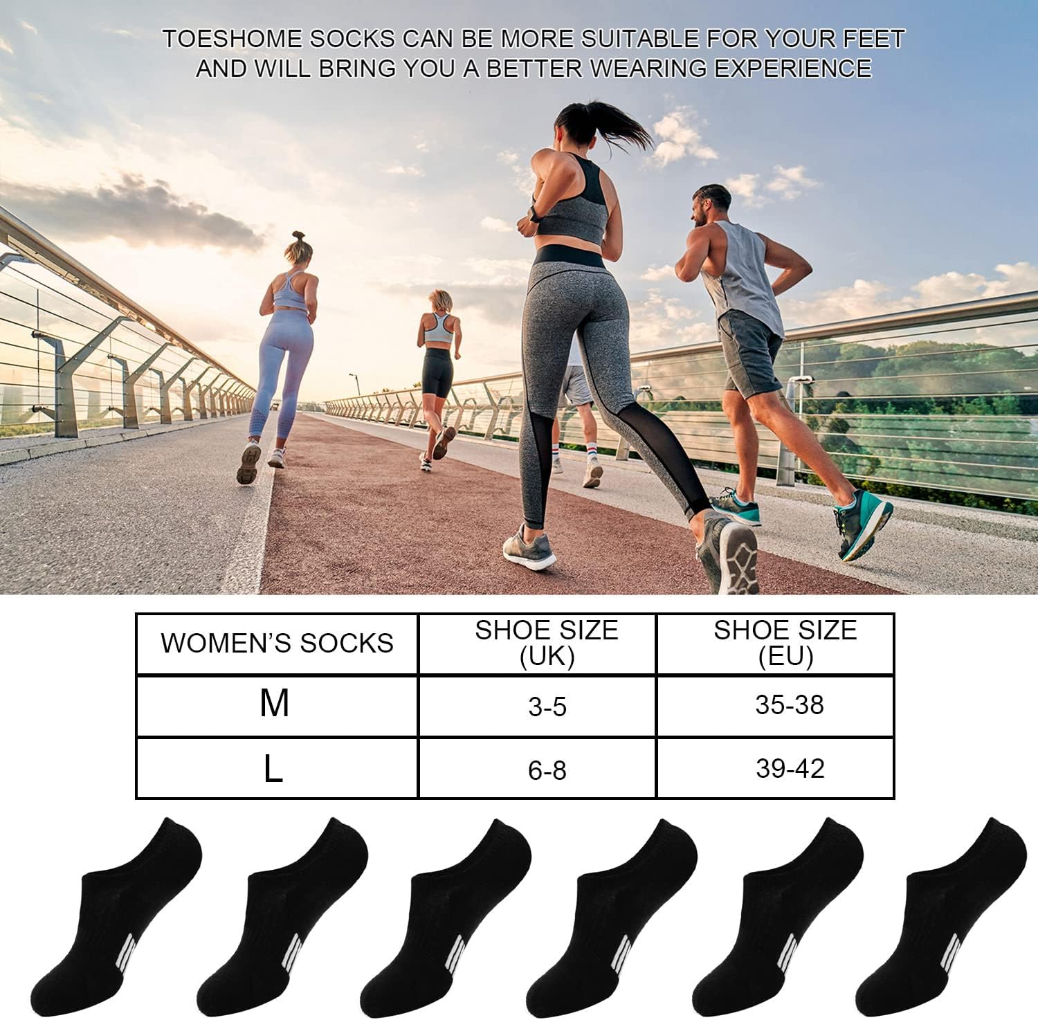 Thumbnail 5 de Toes Home Sneaker-Socken für Damen (6 Paar) mit Silikonpad – unsichtbare Füßlinge 35–38 & 39–42