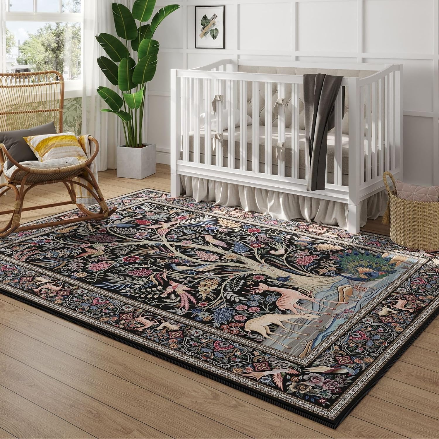 Thumbnail 3 de Rugcomf Area Rugs 9x12 Living Room Tree of Life Pattern – Vintage Washable Rug with Non-Slip Backing