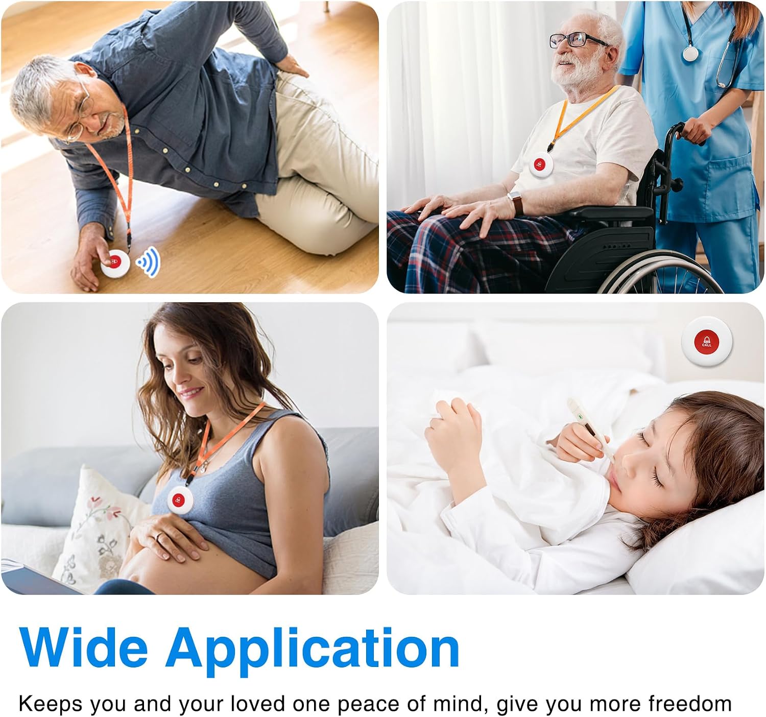 Detalle de Daytech Caregiver Pager with 2 Call Buttons, 2 Receivers and Vibration Alerts