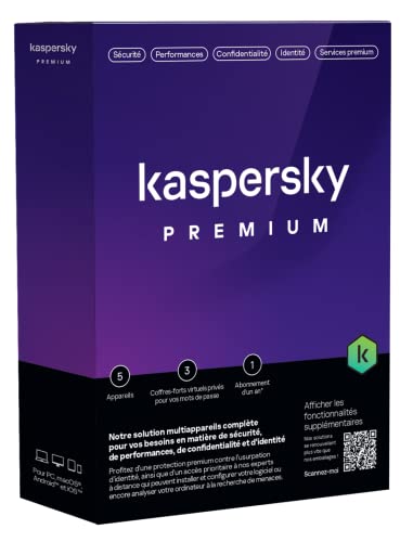 Detalle de Kaspersky Premium 5 Postes /1 An — Protection complète pour vos données et votre identité
