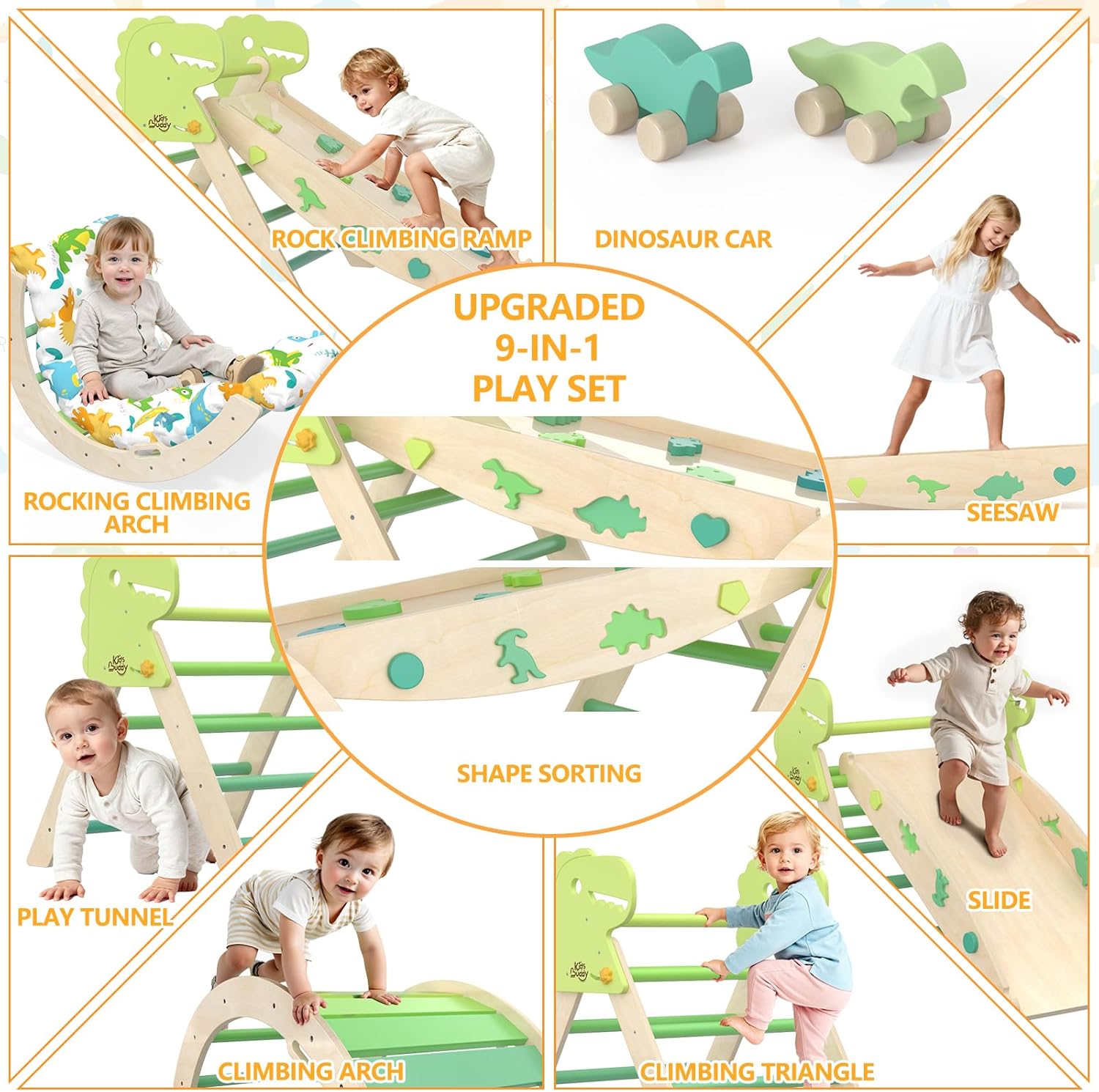 Thumbnail 2 de KidsBuddy Pikler Triangle Set with Cushion (9-in-1 Indoor Climbing Toys for Toddlers 1–3)