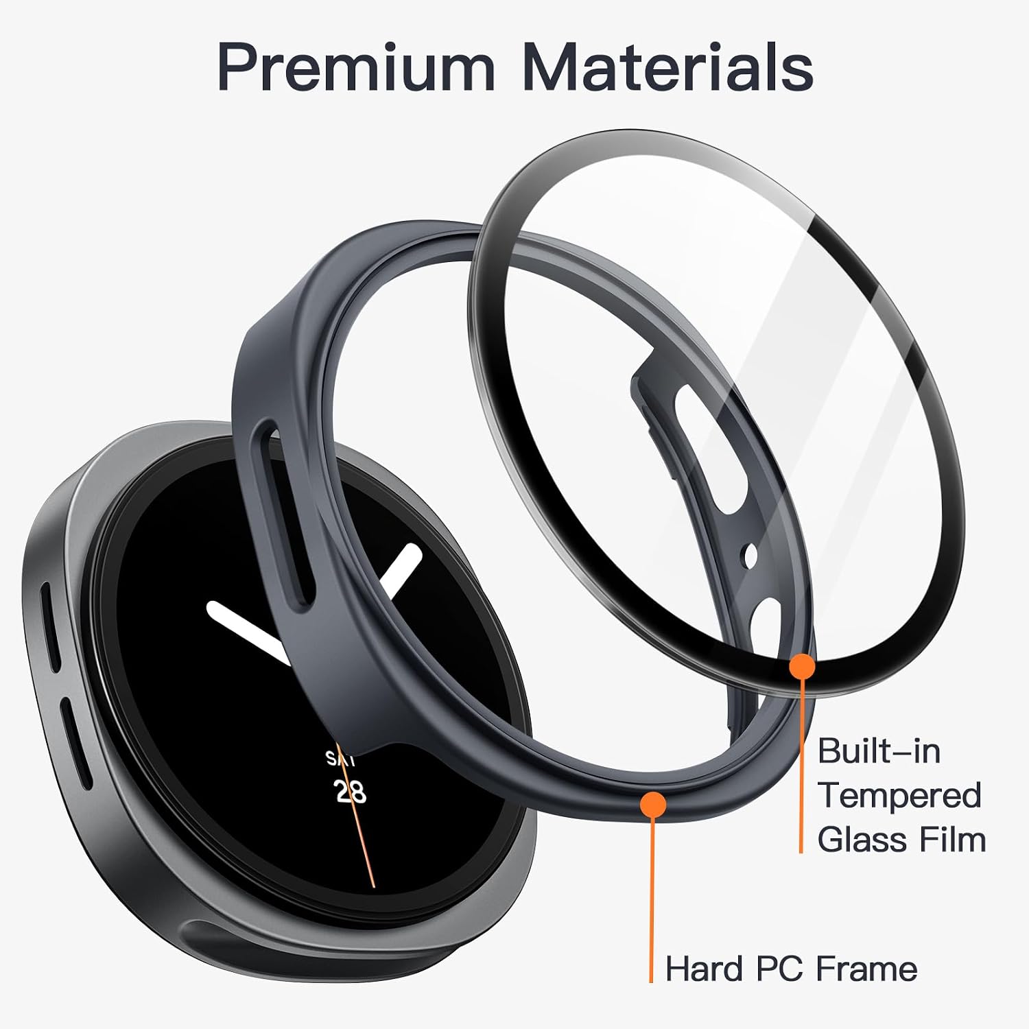 Thumbnail 2 de JETech Hülle mit Schutzfolie für Samsung Galaxy Watch 8 40mm – vollständiger Schutz, gehärtetes Glas und einfache Montage