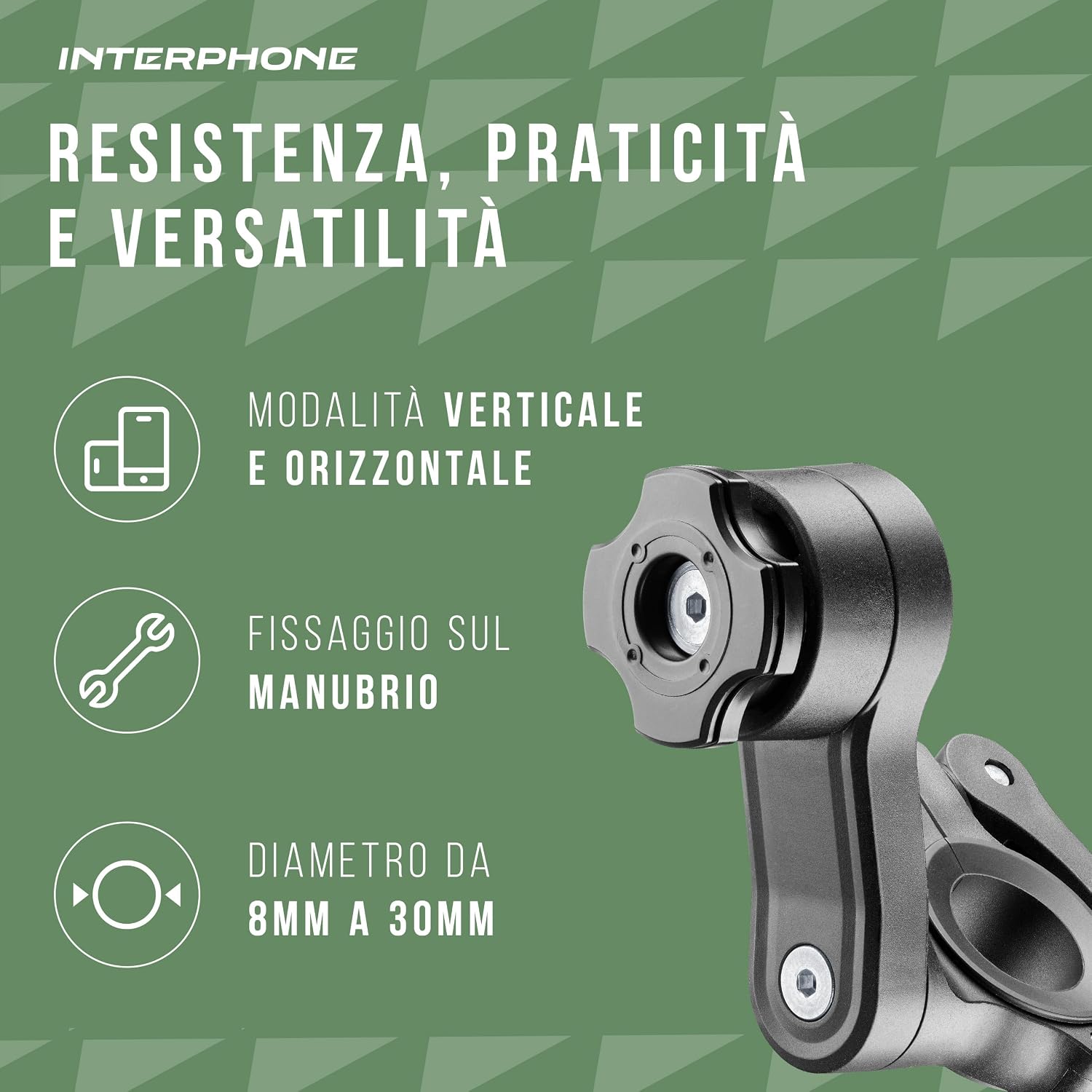 Detalle de INTERPHONE QUIKLOX: Supporto per Smartphone da Manubrio Moto, Modularità e aggancio rapido