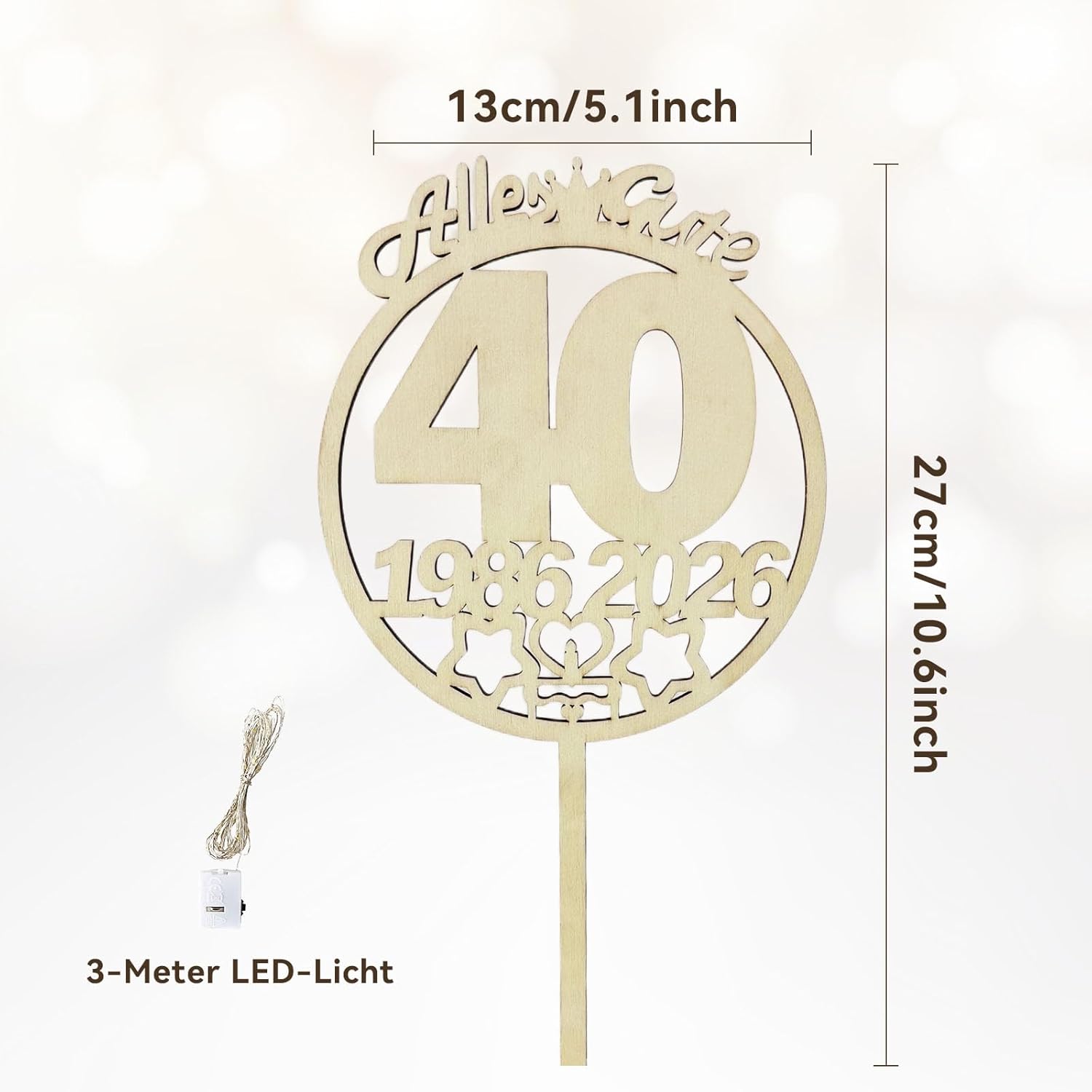 Thumbnail 1 de Seutgjie 40. Geburtstag Cake Topper 27x13 cm 🎂