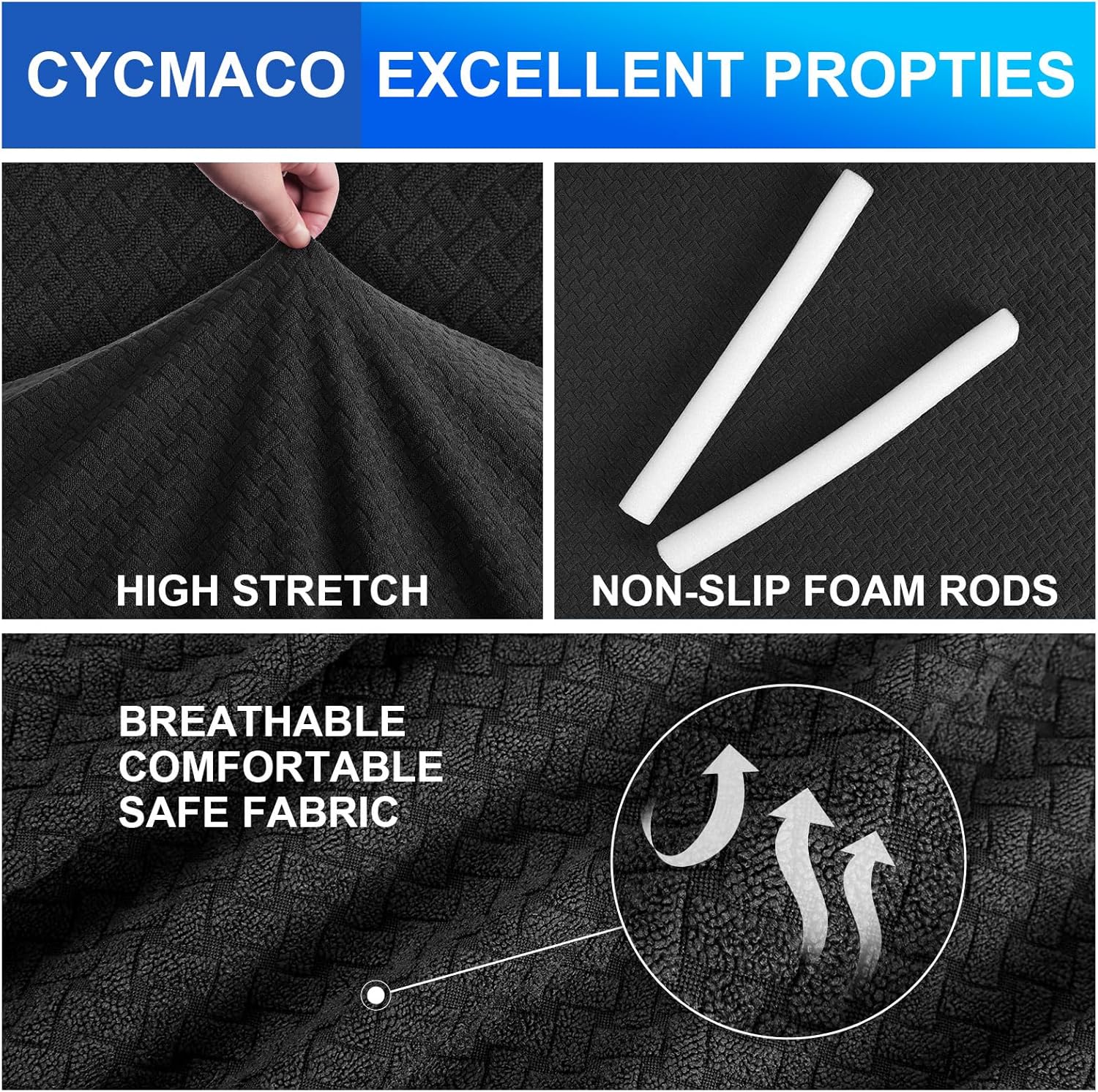 Thumbnail 2 de CYCMACO Copridivano 1 Posto con Braccioli – Copridivano Elasticizzato Antiscivolo Nero