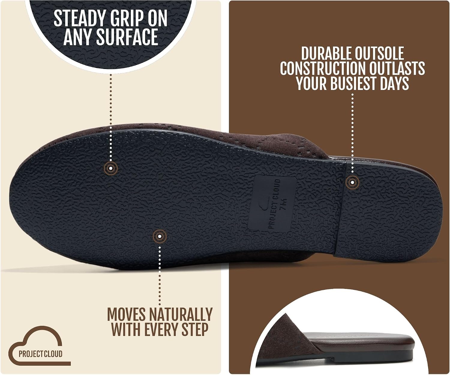 Detalle de Project Cloud CASSIDY Genuine Leather Mules for Women with Memory Foam