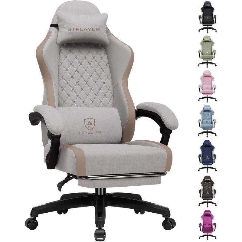 Detalle de GTPLAYER Silla gaming transpirable con reposapiés y soporte ajustable