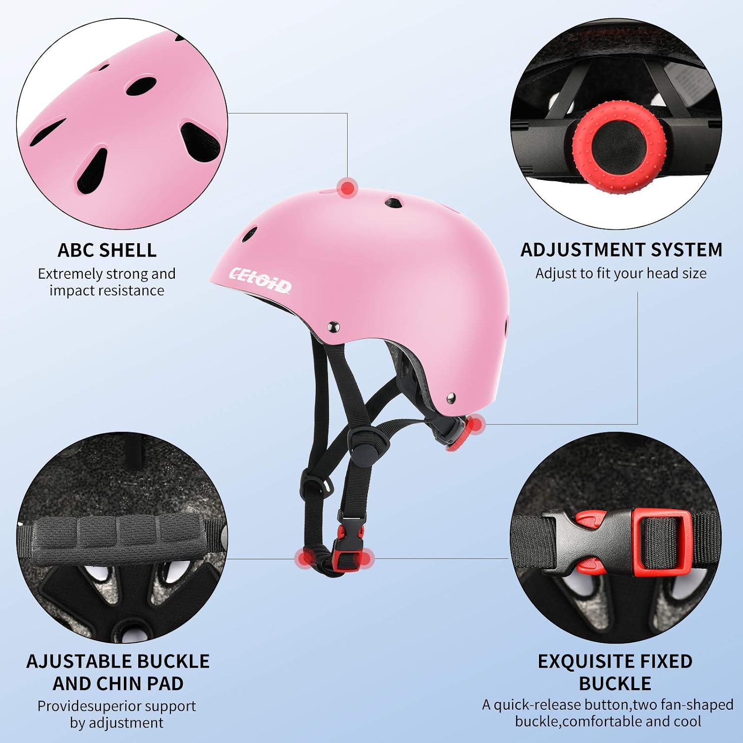 Detalle de CELOID Kids Bike Helmet: Adjustable, Multi-Sport Protection for 2–14 Years