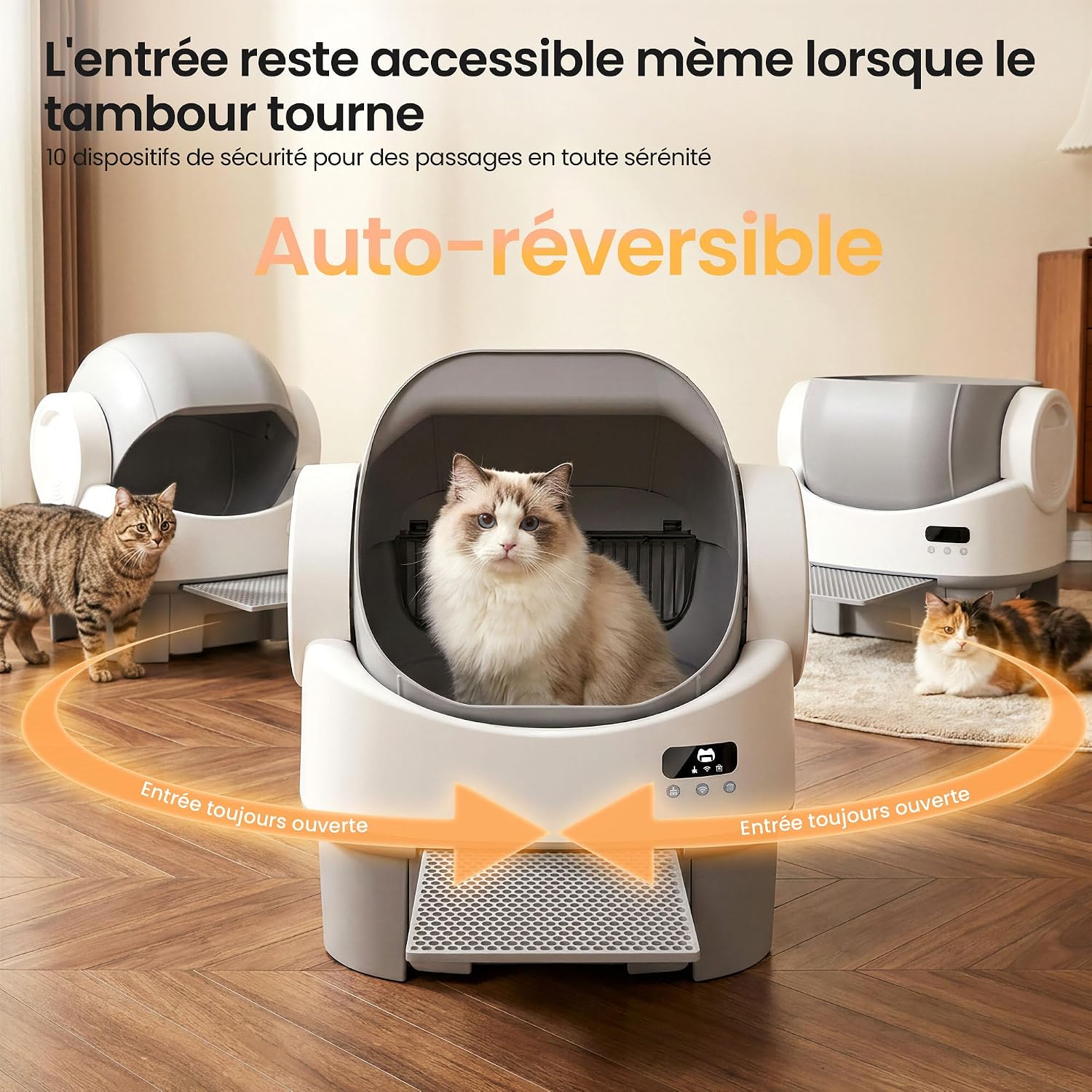 Thumbnail 5 de JUMMICO Litiere Auto Nettoyante XXL – Pilotage par appli, 12 L, 6 capteurs et ouverture ouverte