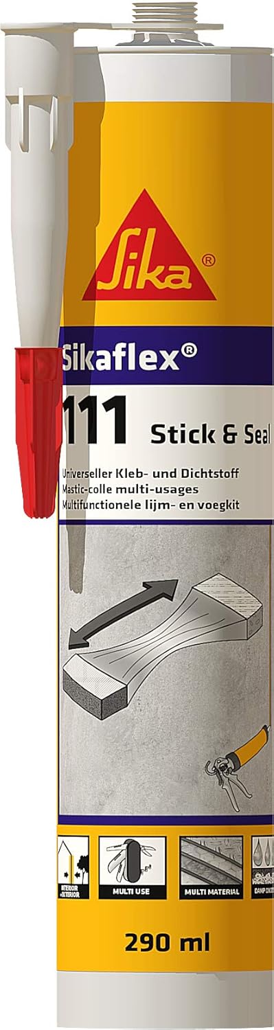 Sika Flex-111 Stick & Seal Noir — adhésif et mastic flexible pour joints intérieurs et extérieurs (290 ml)