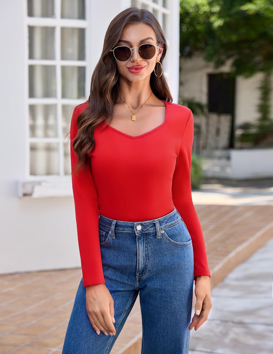 Thumbnail 6 de Haut Thermique Femme à Manches Longues Aottori – T-shirt léger, slim fit, col carré, base hiver/automne