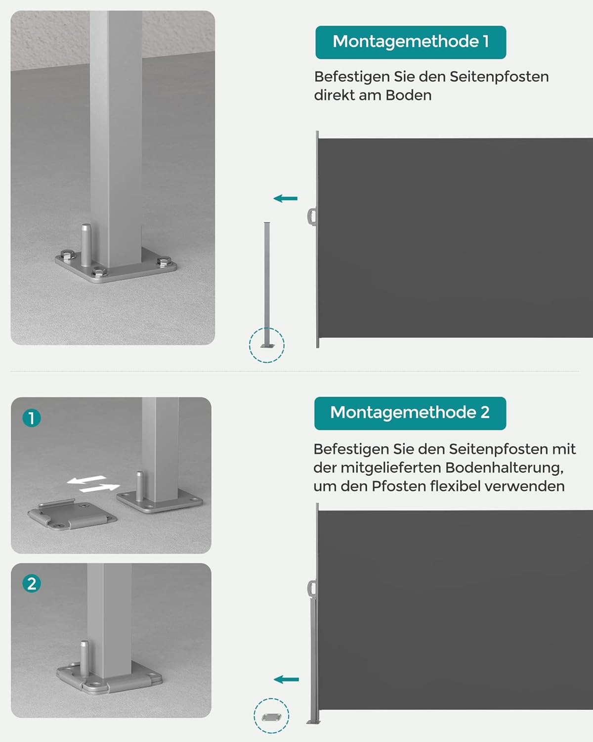 Thumbnail 6 de Songmics Seitenmarkise 180 x 450 cm, anthrazit