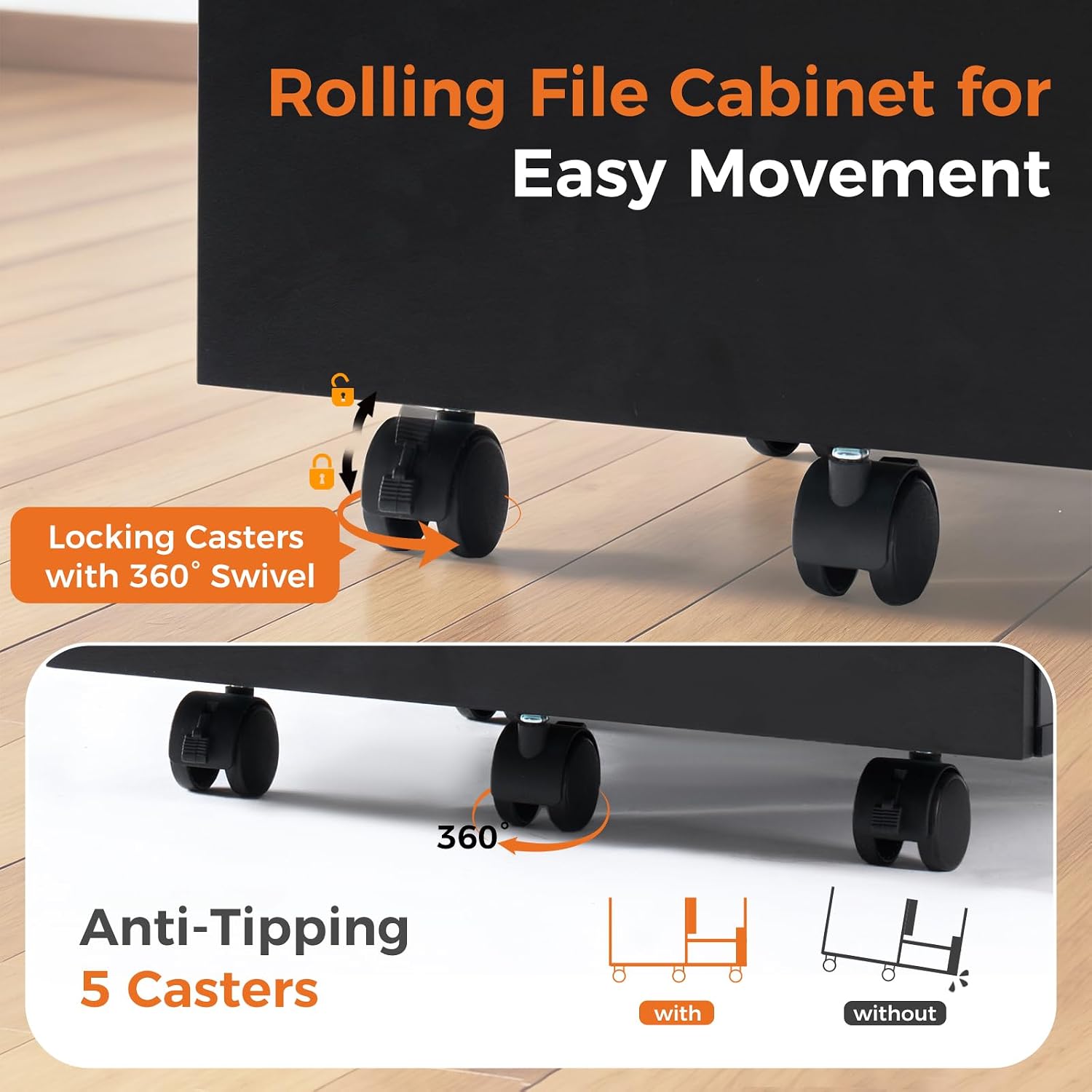 Thumbnail 3 de Sweetcrispy Rolling File Cabinet, 2-Drawer