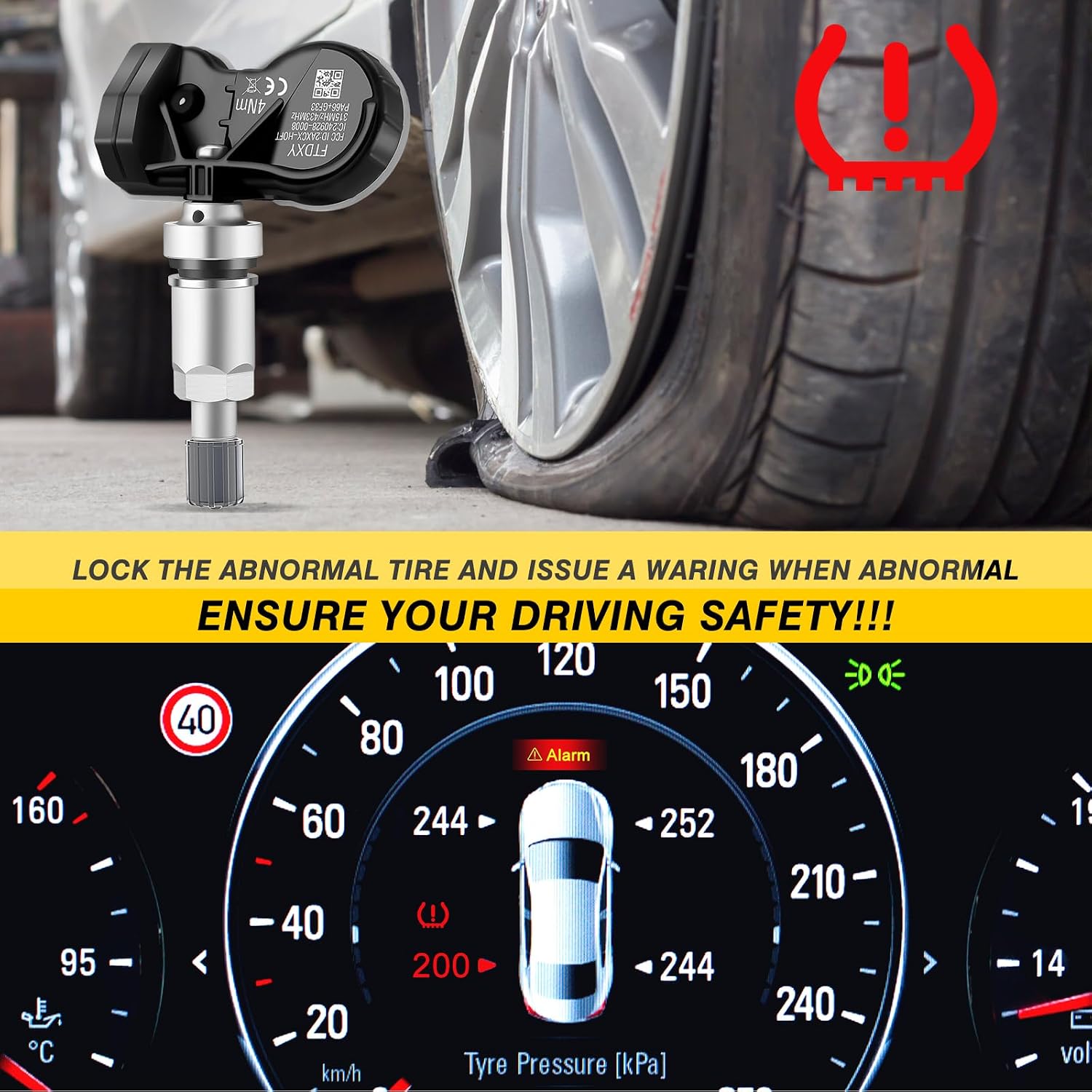 Detalle de GEARLEADER 4PCS Multi-Protocol TPMS Tire Pressure Sensors for Ford (315 & 433MHz) – Snap-in Replacement