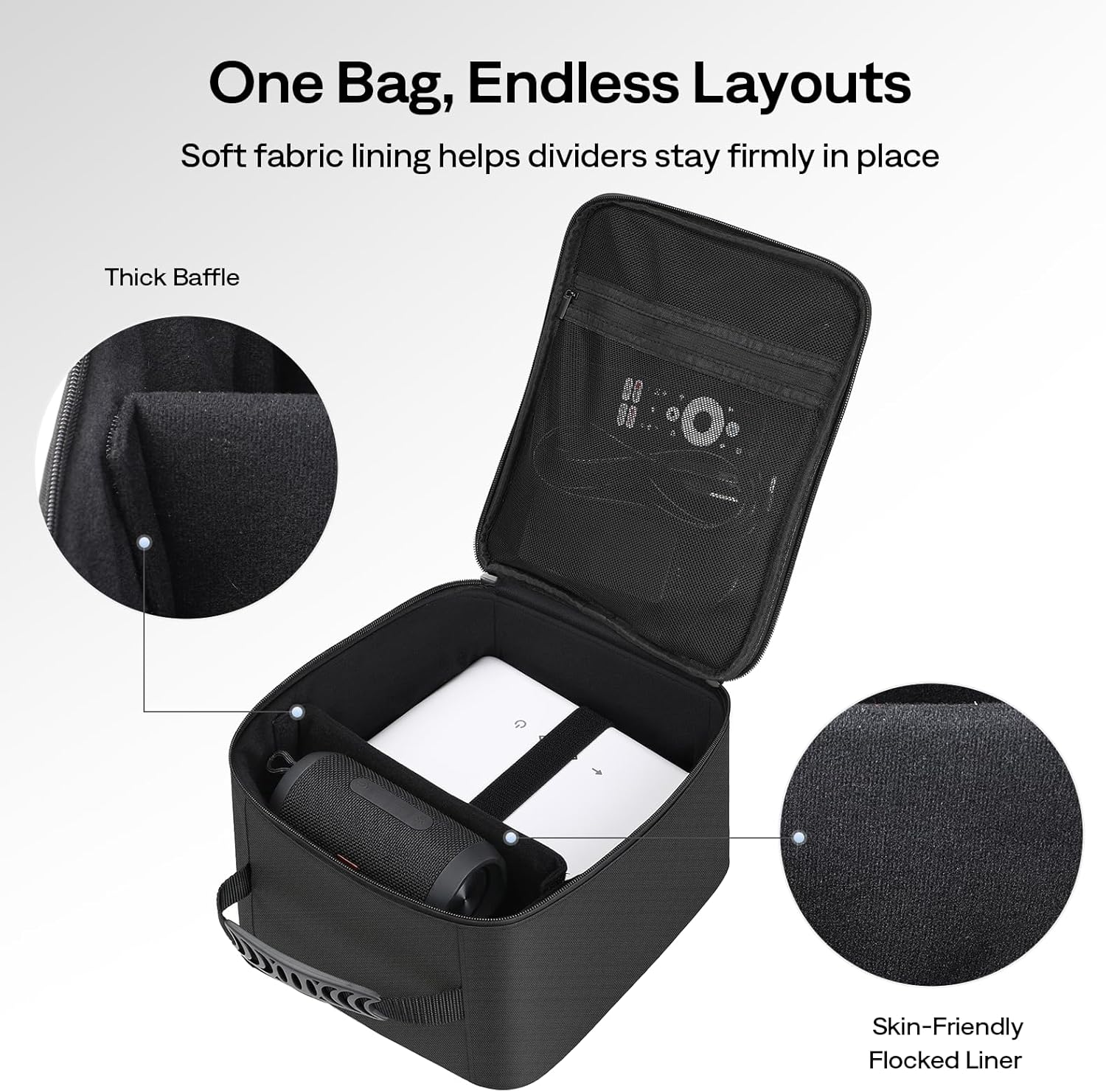 Detalle 2 de Aurzen Projector Carrying Case for D1/D1 Pro and More: Portable Protection with Customisable Interior