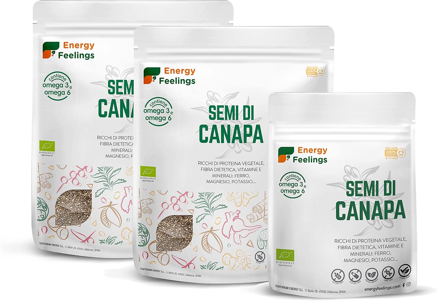 Detalle de Energy Feelings Semi di Canapa Interi BIO Certificati – 1 Kg