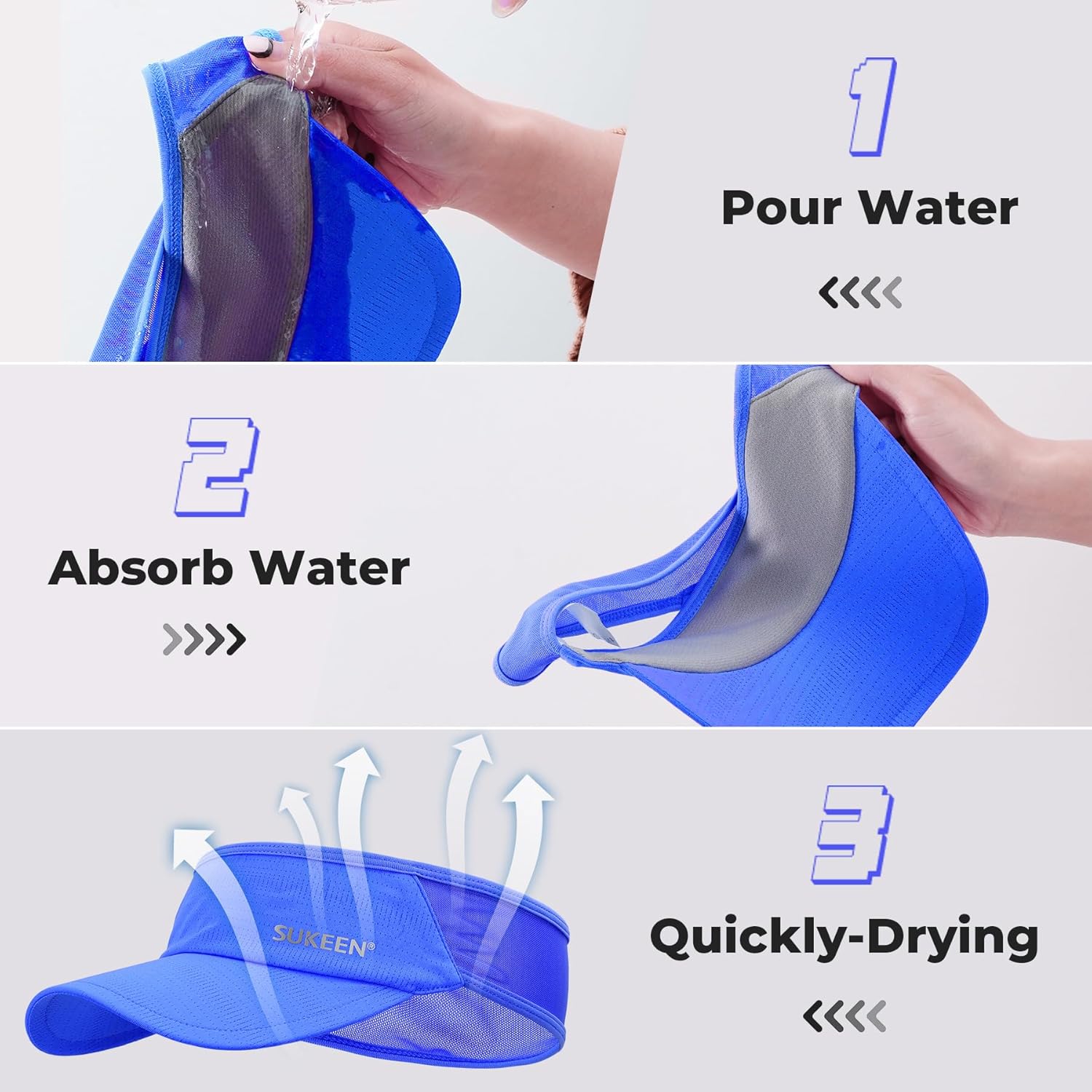Thumbnail 3 de Sukeen Sun Visor Hat (UPF 50+) – Cooling elastic sport visor for running, golf & cycling