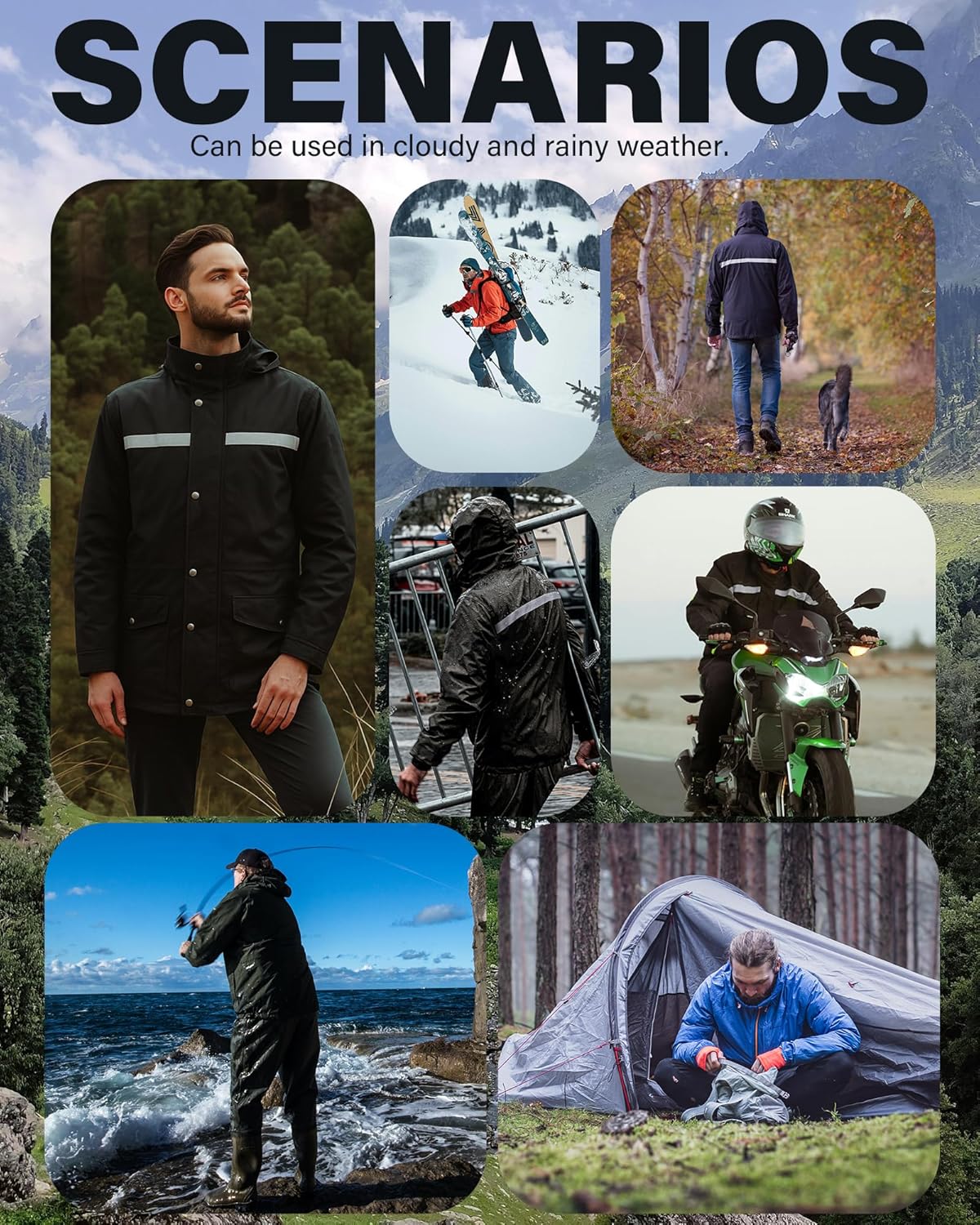Thumbnail 5 de iCreek Rain Suit Waterproof Jacket and Pants Hi Vis Raincoat for Men and Women