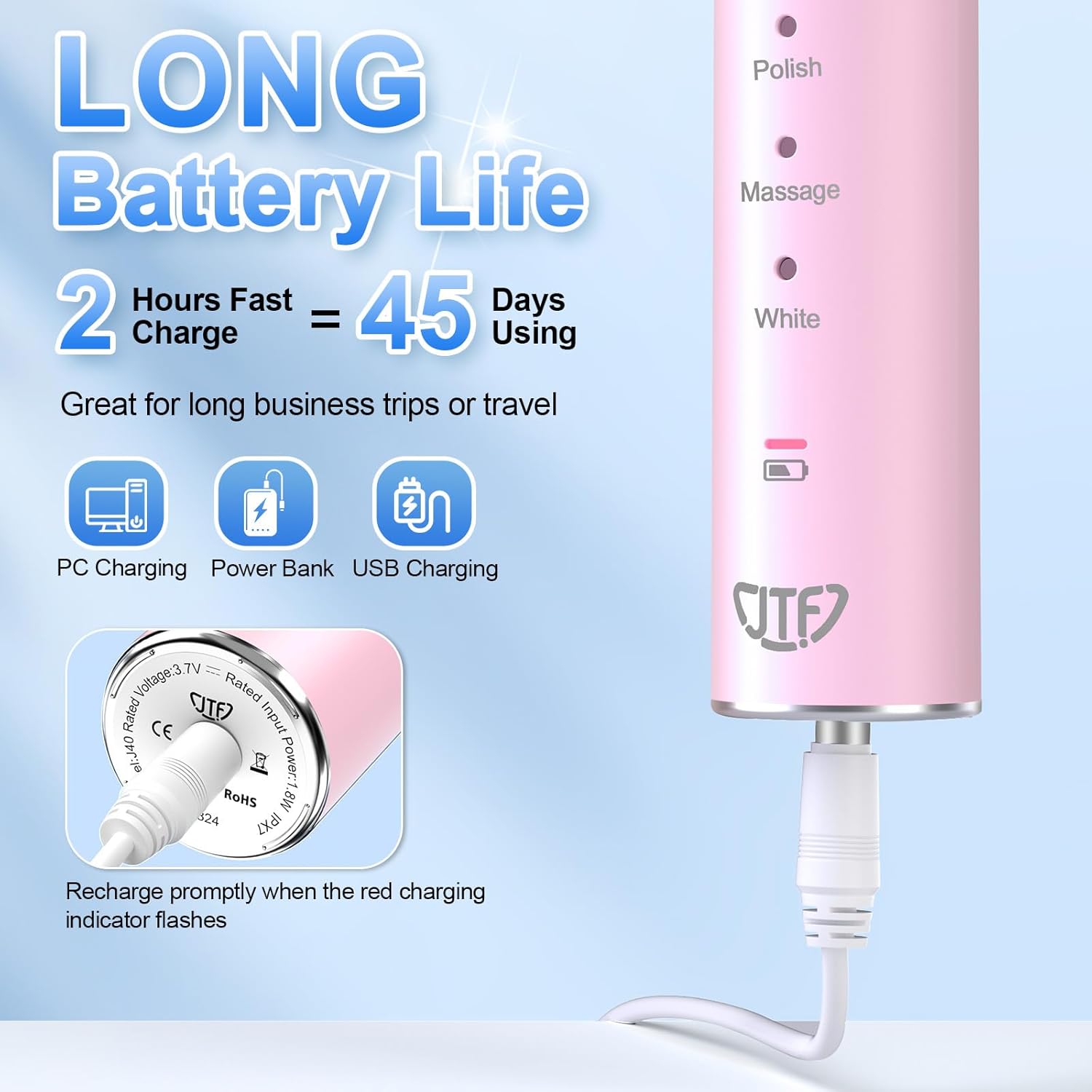 Detalle 2 de JTF Sonic Electric Toothbrush 8 Heads
