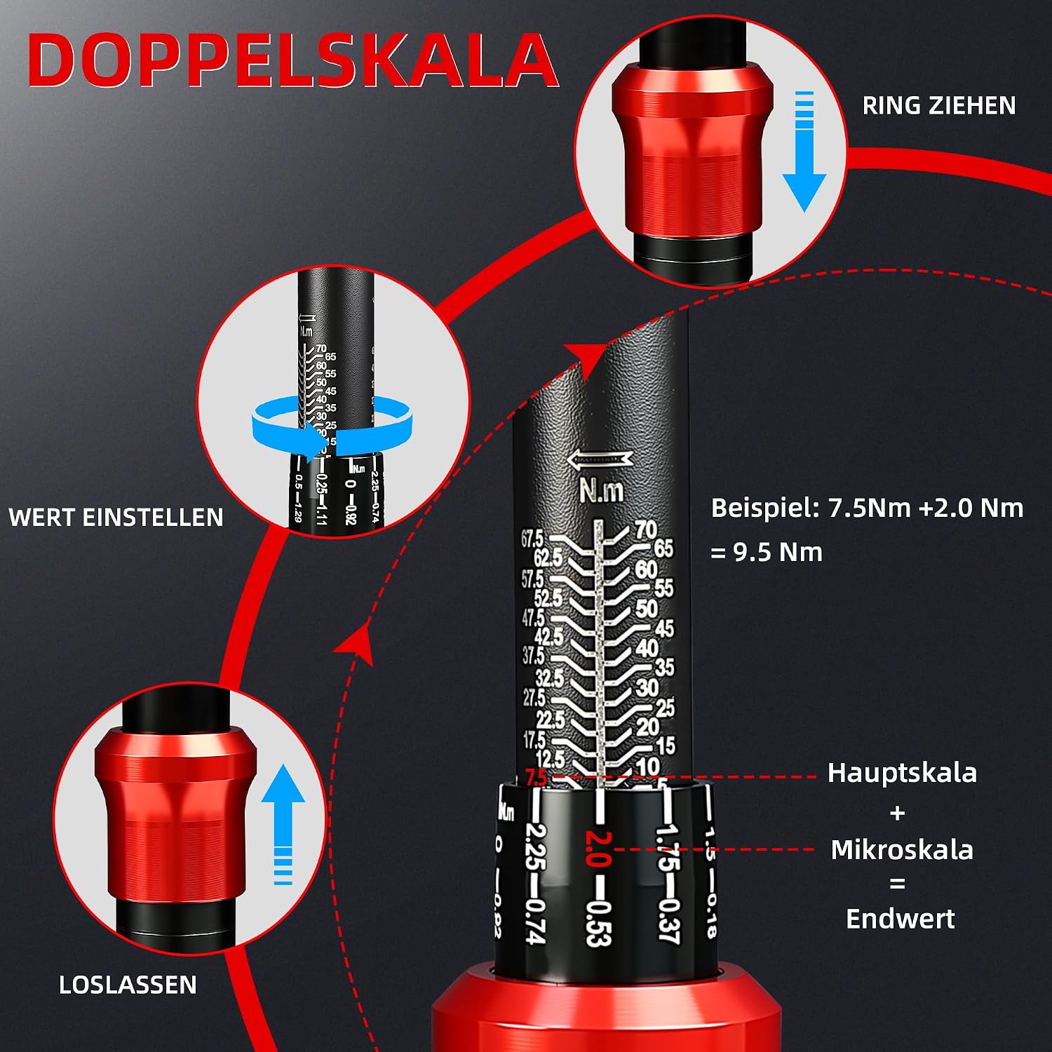 Thumbnail 2 de DURAXION Drehmomentschlüssel Motorrad 3/8 Zoll – 5–70 Nm, ±3% Kalibrierung, 72 Zähne