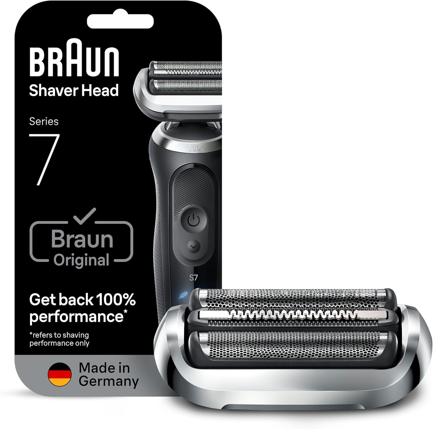 Tête de rasoir électrique Braun Series 7 74S (origine) argent — grille SkinFlex 360° et 3 lames flexibles