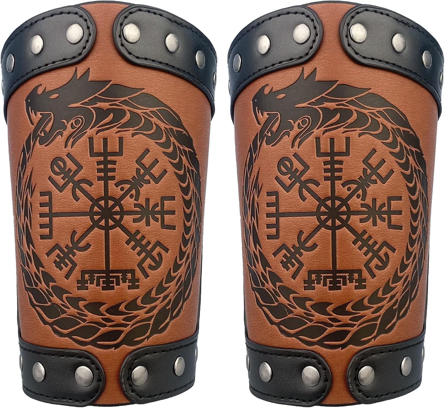 Thumbnail 6 de HiiFeuer Embossed Jormungandr Leather Arm Armor